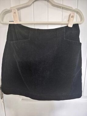 AG Adriano Goldschmied Corduroy A-line Mini Skirt in Black Waist 29R